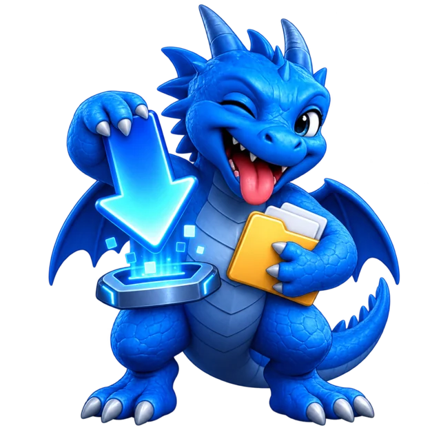Saphira, the royal-blue dragon mascot of Saphira Linux